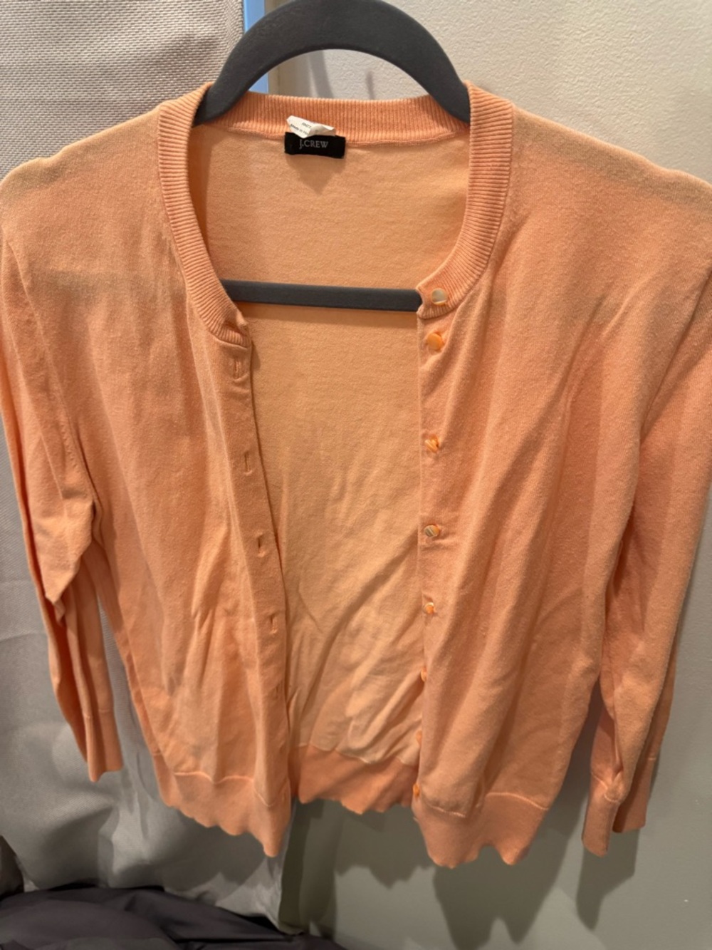J. Crew Women's Peach Crewneck Cardigan Sweater